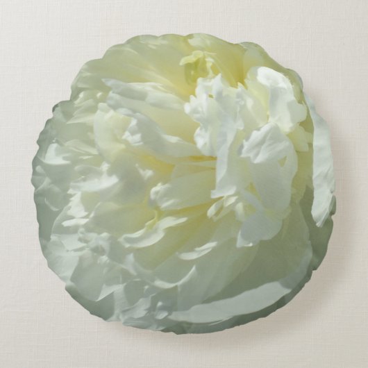 エレガントな白い芍薬の花の写真 ラウンドクッション (正面)