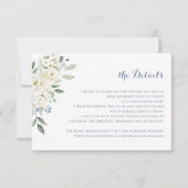 エレガントな白い花のダスティブルーウェディングアイテム 招待状 (正面)