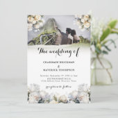 エレガントな白い花のブーケの写真 ウェディング 招待状 (スタンド正面)