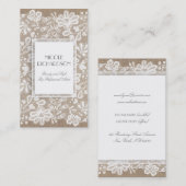 エレガントな白い花のレースおよびバーラップ 名刺 (正面/裏面)