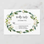 エレガントな白い花の手書きRSVP 出欠カード (裏面)