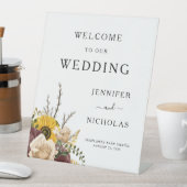 エレガントな白い花の結婚式ウェルカム 台座サイン (インサイチュ)