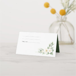 エレガントな白い花の結婚式プレイスカード プレイスカード