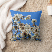 エレガントな白い花の開花 クッション (ブランケット)