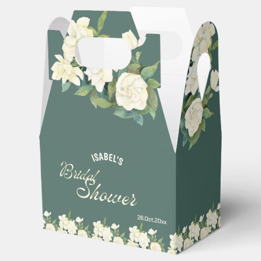 エレガントな白い花の ブライダルシャワーのお礼プレゼントボックス フェイバーボックス (オープン)