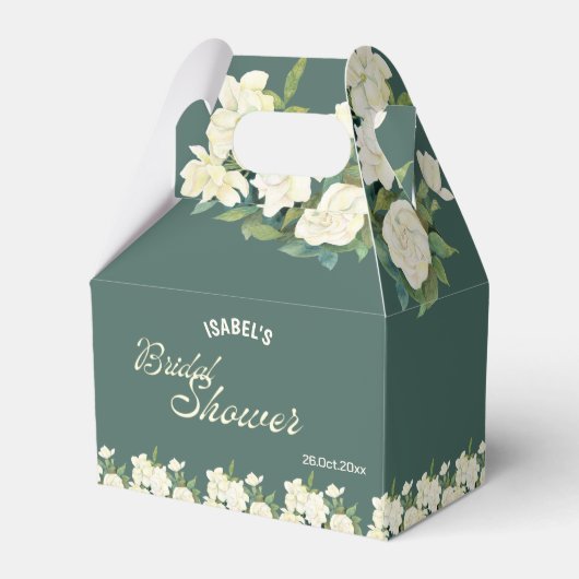 エレガントな白い花の ブライダルシャワーのお礼プレゼントボックス フェイバーボックス (正面サイド)