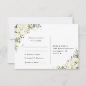 エレガントな白い花柄の結婚式RSVPカード 出欠カード (裏面)