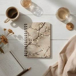 エレガントな白い花　ミニ枝 ノートブック