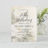 エレガントな白い花 女性の50歳の誕生日 招待状 (スタンド正面)