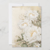 エレガントな白い花 女性の50歳の誕生日 招待状 (裏面)