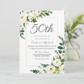 エレガントな白い花 50周年記念結婚式 招待状 (スタンド正面)