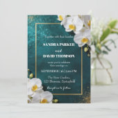 エレガントな白い蘭の花が咲く結婚式 招待状 (スタンド正面)