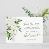 エレガントな白い蘭　あなたは私のブライズメイドになってくれる？ 招待状 (スタンド正面)