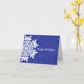 エレガントな白い雪の結晶（ミッドナイト） カード (黄色い花)