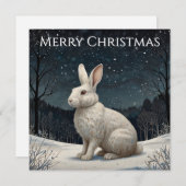エレガントな白うさぎのクリスマス　雪の木々 シーズンカード (正面/裏面)