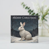 エレガントな白うさぎのクリスマス　雪の木々 シーズンカード (スタンド正面)