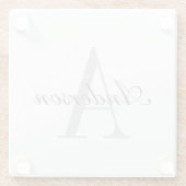 エレガントな白とグレーのモノグラム ガラスコースター (裏面)