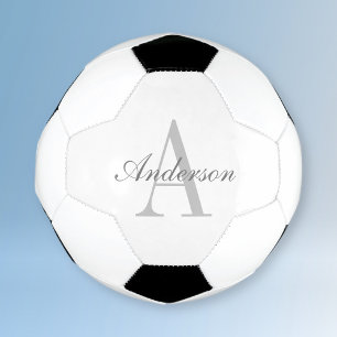 エレガントな白とグレーのモノグラム サッカーボール