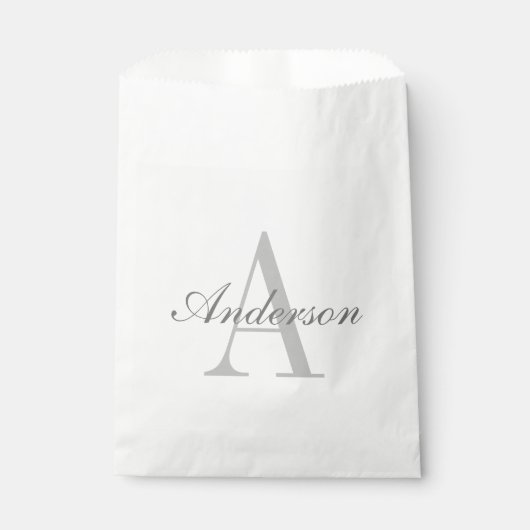 エレガントな白とグレーのモノグラム フェイバーバッグ (正面)