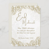 エレガントな白とグレーの花のイードカード 幸せなイード シーズンカード (正面/裏面)