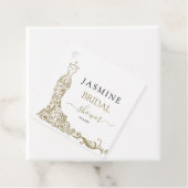 エレガントな白とゴールドのピンクドレス ブライダルシャワー フェイバータグ (インサイチュ)