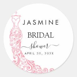 エレガントな白とピンクの  ブライズシャワー ラウンドシール
