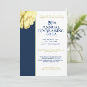 エレガントな白とロイヤルブルーのチャリティーイベントガラ 招待状 (スタンド正面)