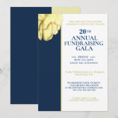 エレガントな白とロイヤルブルーのチャリティーイベントガラ 招待状 (正面/裏面)