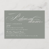 エレガントな白と灰のカリグラフィー リハーサルディナー エンクロージャーカード (正面)