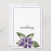 エレガントな白と紫とラベンダーのオーキッドフラワーのウェディング 招待状 (裏面)