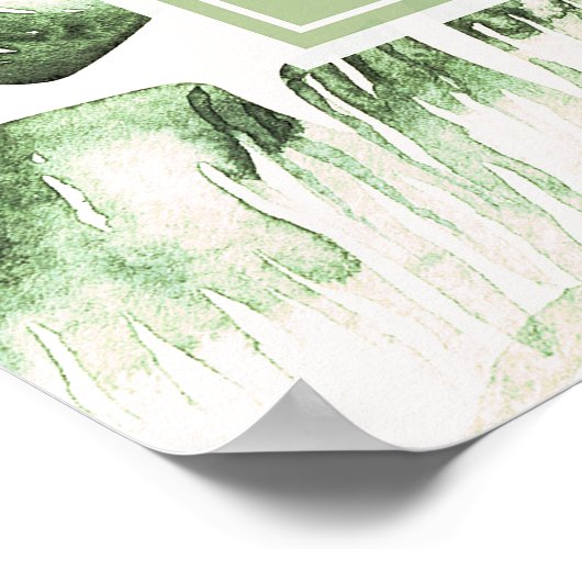 エレガントな白と緑のトロピカルリーフ ウェディング バナー ポスター (角)