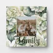エレガントな白と緑の水彩花のハイドランジア フォトプラーク (正面)