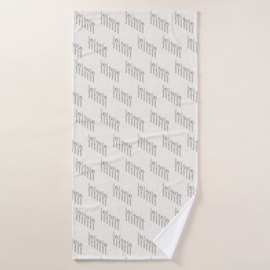 エレガントな白と金のカトラリーが斜めに並ぶ バスタオル (バスタオル)