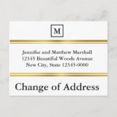 エレガントな白と金のモノグラム 引越のお知らせ 案内ポストカード (正面)