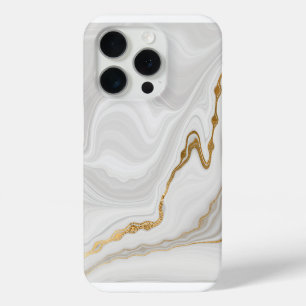 エレガントな白と金の大理石 iPhone 15 PROケース