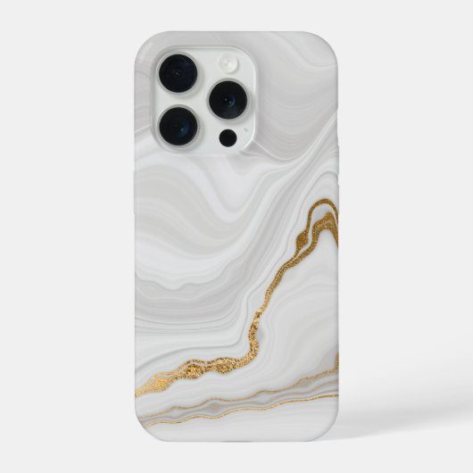 エレガントな白と金の大理石 iPhoneケース (裏面)