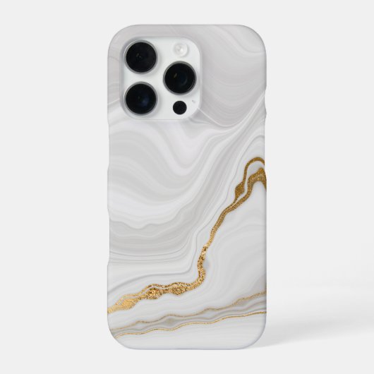 エレガントな白と金の大理石 iPhoneケース (裏面)