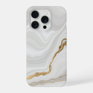 エレガントな白と金の大理石 iPhone 15 PROケース