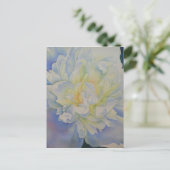 エレガントな白と黄色の芍薬の花の水彩画 ポストカード (スタンド正面)