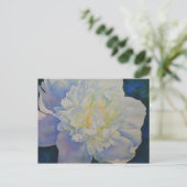 エレガントな白と黄色の芍薬の花の水彩画 ポストカード (スタンド正面)