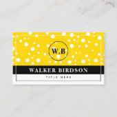 エレガントな白と黒のゴールドモノグラム コーリングカード (正面)