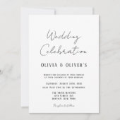 エレガントな白と黒のタイメニマルな結婚式の招待状 招待状 (正面)