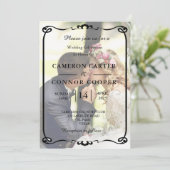 エレガントな白と黒の写真 ウェディング招待状 招待状 (スタンド正面)