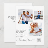 エレガントな白と黒の写真 ウェディング招待状QR 招待状 (正面/裏面)