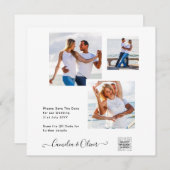 エレガントな白と黒の写真 ウェディング 招待状 QRコード付き (正面/裏面)