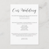 エレガントな白と黒の結婚式詳細カード エンクロージャーカード (正面)