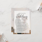 エレガントな白と黒の金の縁取りの写真の結婚式 カード (正面/裏面インサイチュ)