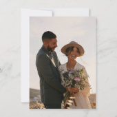 エレガントな白と黒の金の縁取りの写真の結婚式 カード (裏面)