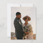 エレガントな白と黒の金の縁取りの写真の結婚式 カード (裏面)