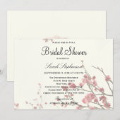 エレガントな白のかわいらしい桜の木 招待状 (正面/裏面)